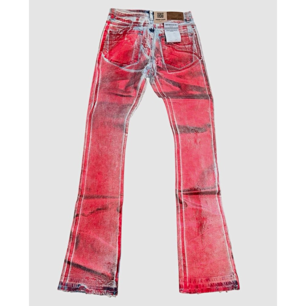 Armor Jeans Men's Red Light Wash Flared Regular Fit Denim Jeans 5-Pocket
